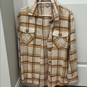 Plaid Button-Up Shirt Jacket LOFT